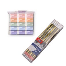 HWARANG Jumbo Pro橡皮擦 MINI 45入+Sky Glory三角橡皮擦鉛筆 SG-204 12入, 黃色（鉛筆）, 1套