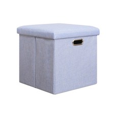 아트리 그립 패브릭 스툴 겸용 다용도 수납장 정사각 대형, 스카이블루