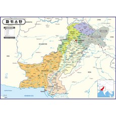 Map.Come 塗裝的巴基斯坦行政地圖 110 x 78cm, 1個