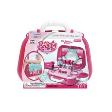 mingxinbaotoy 2合1美妝小公主手提包化妝台玩具, 混合色