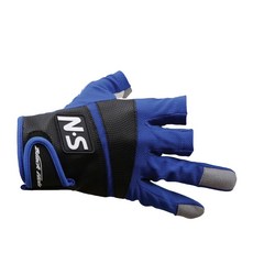 BLACK HOLE 高級三切釣魚手套 NFG-004B, 藍色