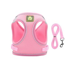 빛반사 조끼형 강아지 하네스, 핑크, 1개