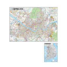 地圖達康 首爾市地圖 雙面護貝型 小 78 x 110 cm + 全國行政道路地圖, 1套