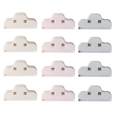 DBELIQUE 多功能粉彩封口夾3款入, 粉紅色+米色+灰色, 12個