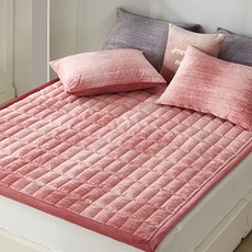 BODRE 素色絎縫超細纖維兩用薄床墊, 粉色