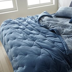 BODRE 質感壓紋超細纖維薄被, 藍色