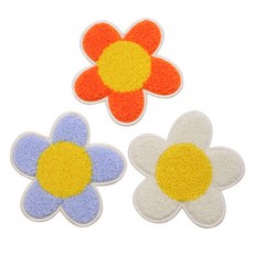 Fashion Point 刺繡布貼 蓬鬆花朵布藝小物 3件組, 1套, 橘色, 天空藍, 白色