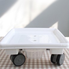 MORIANN 聚氨酯滾輪移動式方形花盆底座5號, 白色