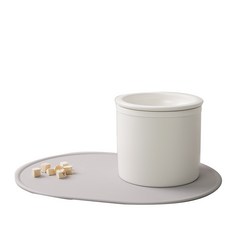 BOWLBOWL 韓國製中小型犬貓用 Hello 直角碗碗墊組 15cm, 白色+白色+灰色, 1套
