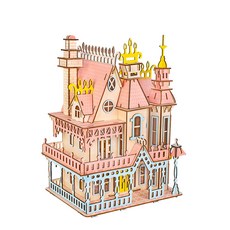 WOODABLE 粉紅大宅 迷你屋 DIY套組 DL-G012, 混合色, 1個