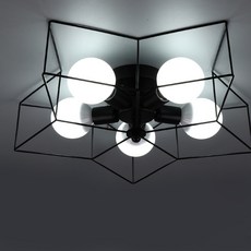 LED 5星形吸頂燈 60W, 黑色+白光