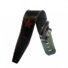 moody Moody 2.5皮革1星吉他背帶, 黑色 紅色