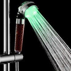 河綠LED水壓上升負離子水療花灑, 1個, 透明