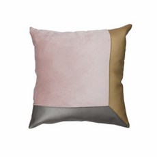 리빙 플로우 북유럽 벨벳 가죽 스티치 쿠션 커버, 핑크