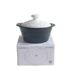 雙耳耐熱陶瓷湯鍋+星星印花鍋蓋, 1號（直徑13cm x 高6cm）, 1個