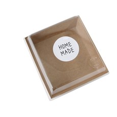 牛皮紙夾心容器 正方形+蓋子+圓形貼紙 白色 自製, 100套