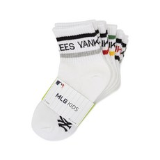 New York Yankees MLB 兒童款襪口雙色線條中筒襪 3雙入
