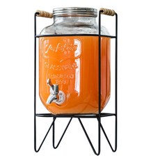 Cafe Club果汁水瓶+ABS閥+鐵製框架飲水機旋轉蓋組, 混色, 8L, 1組