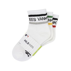 New York Yankees MLB 兒童襪口雙色線條中筒襪 3雙入