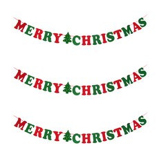 PARTYSHOW 聖誕節毛氈字母拉旗 一般款 3入, 混合色