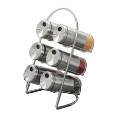 NHB 不銹鋼圓形調料器套裝, 1組, 調味料容器*6入+支架