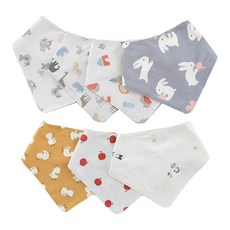 꿈꾸는두부 디자인 겨울용 극세사 삼각 스카프빕, 7종, 1세트