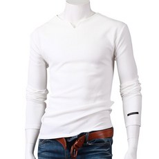 sdengclub 男士彈力V領長袖T恤 MD6905