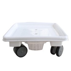 MORIANN 聚氨酯滾輪移動式方形花盆底座4.5號, 白色