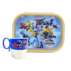 르번 국산 미니특공대 스텐컵 + 스텐 식판 도시락 세트, 혼합색상, 스텐컵 + 스텐식판, 1개