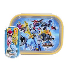 르번 국산 미니특공대 미니 스푼포크 스텐 식판 도시락 세트, 혼합색상, 스푼 + 포크+ 케이스 + 스텐식판, 1개