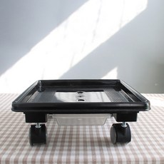 MORIANN 聚氨酯滾輪 移動式 方形花盆底盤, 黑色