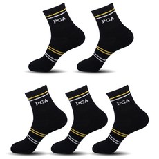 PGA 남성 쿠션 압박 중목양말 5족세트 PGAM-10, 블랙, 5개