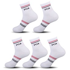 PGA TOUR 男款氣墊中筒襪組 PGAM-10 5雙, 白色的