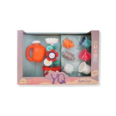 Kohani嬰兒洗澡玩具遊戲圓圈花灑動物水槍 9件組, 混色