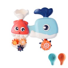 Kohani 洗澡玩玩具兜兜轉轉鯨魚和魷魚, 隨機發貨