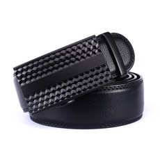 Awesome Golf 自動扣皮革高爾夫皮帶 方形圖案, 黑色, 1個