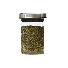 NHB 方形不鏽鋼玻璃調味罐, 570ml, 1個