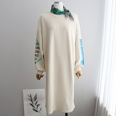 iyaan 孕婦袖口英文字樣長袖連身裙