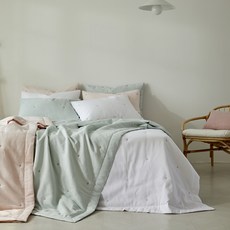 하프린넨 자수 스프레드, 핑크