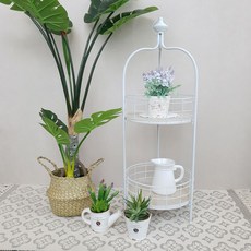 까꾸빈티지 블라우시 케이지 조립식 2단 원형 선반, 화이트