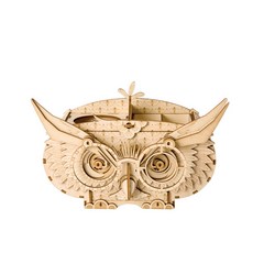 Robotime 木製貓頭鷹筆筒微縮模型 DIY TG405, 混合色, 1個