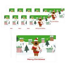 DONNA&DECO Hilo 聖誕卡片 可愛小鹿 10入 + 信封 10入, 混合顏色, 1套