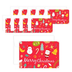 Dona&Deco Poi 聖誕卡 聖誕老人與雪人 10入 + 信封 10入, 混合顏色, 1套