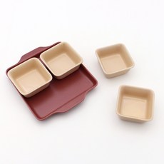 瓷方形甜品分享盤套組, Peach, 1組