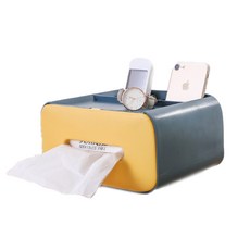 豆豆復古風可收納撞色面紙盒, 黃色, 1個