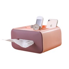 豆豆復古風可收納撞色面紙盒, 粉紅色, 1個