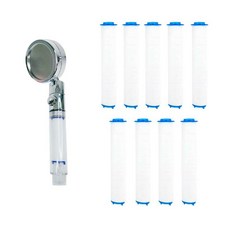 Sutella 360 度旋轉開關按摩水過濾器淋浴+過濾器 10 件套, 1套, 白色