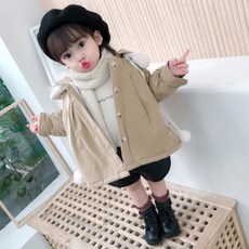 Angel Eye 女童絨球領寬鬆版型軍裝外套