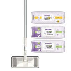 Catchmop 乾溼2用拖把+掀蓋式濕拖把清潔布 2入+靜電清潔除塵紙, 1套