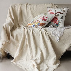 波西米亞圖案沙發套, 白米色, 1個